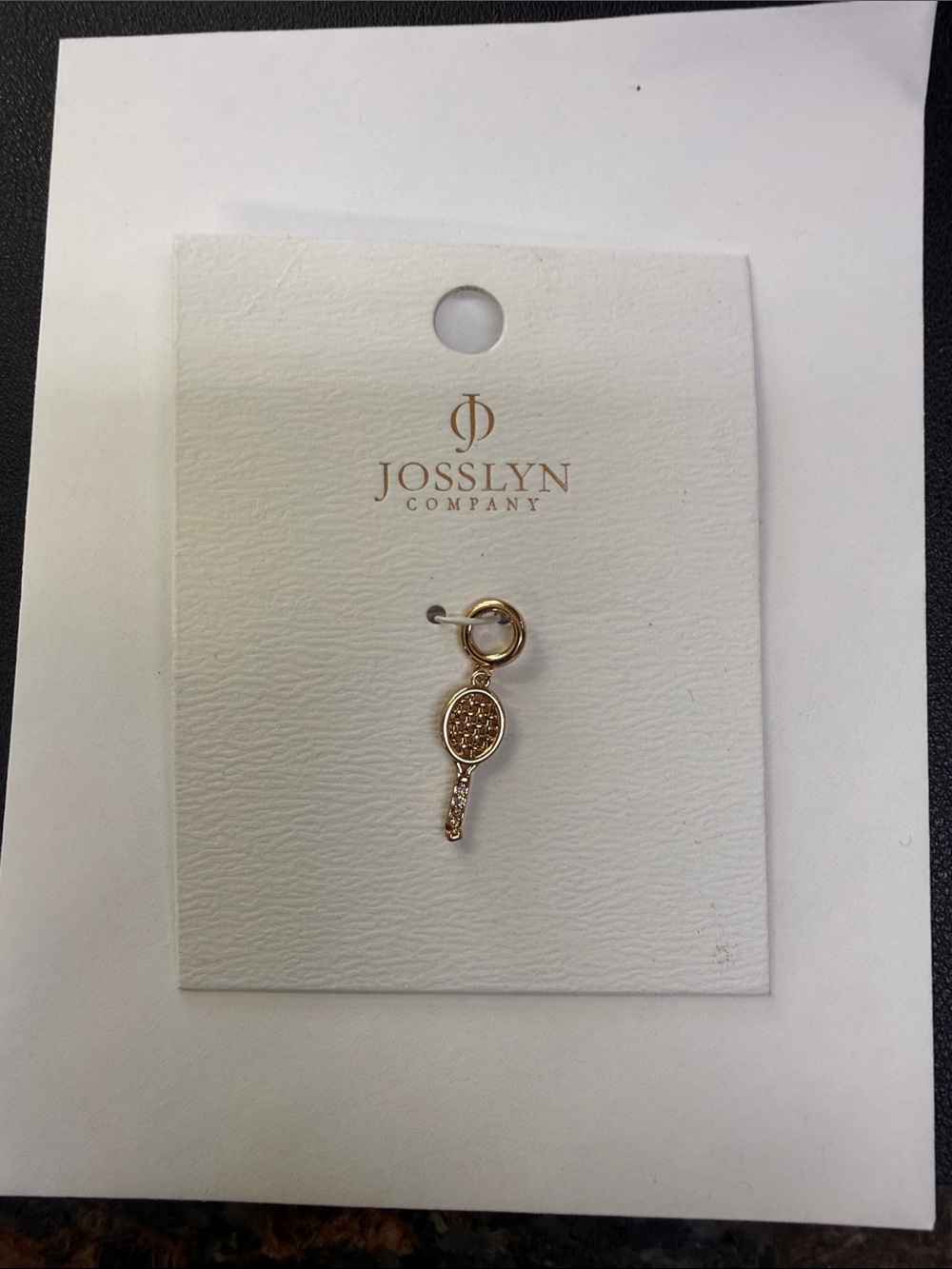 Gold Tennis Racket Charm Pendant